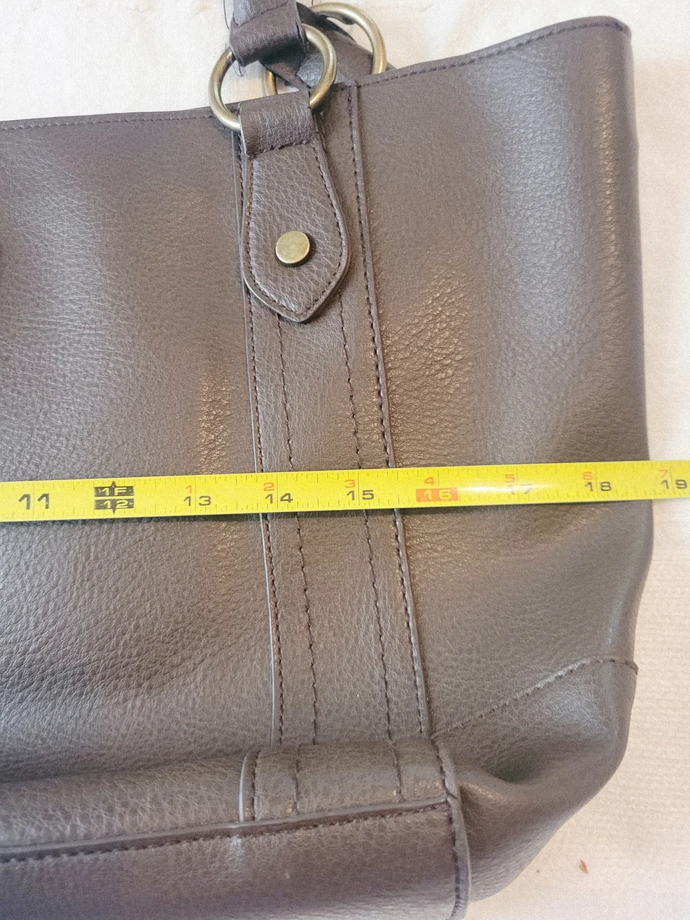 FRYE & CO. Warm Taupe Large Faux Leather Shoulder Tote Bag Purse